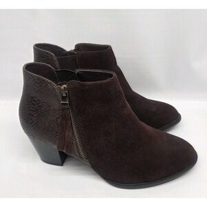 Vionic Upright Anne Java Snake Ankle Boots Size 8 Suede Zip Heel Comfort